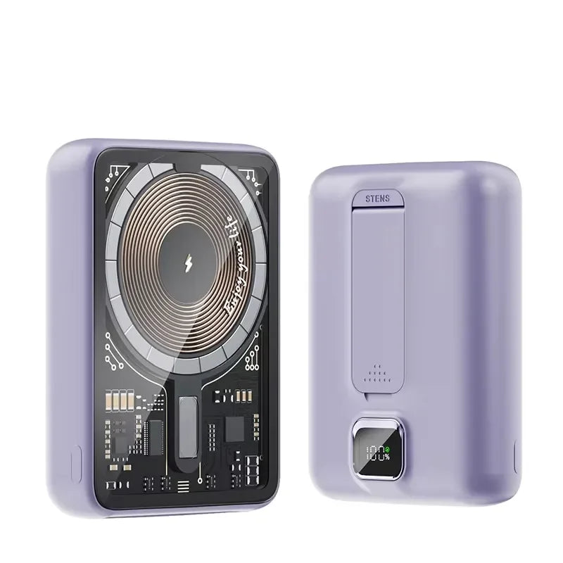 Portable Magnetic Wireless10000mAh Transparent Power Bank Supports PD20W 15W Charging Mobile Power Supply  for iPhone