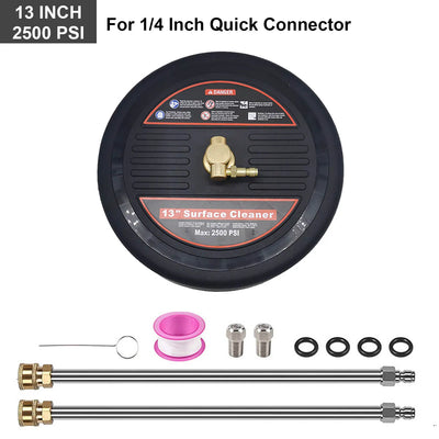 2500 PSI 13 Inch Pressure Washer Surface Ground Floor Cleaner Brush Water Broom for Karcher Lavor Anlu 1/4" Inch Quick Connector