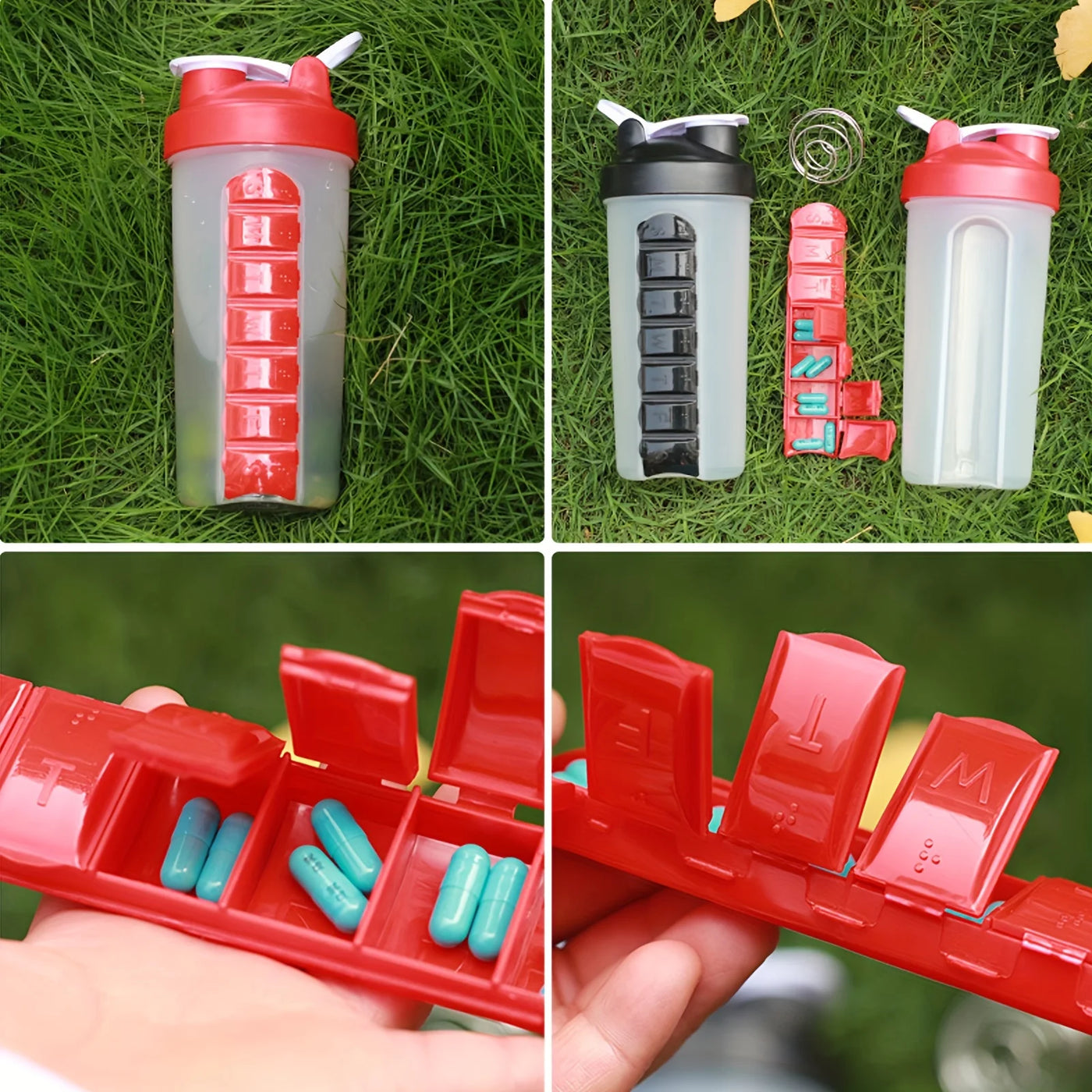 600ml 2-in-1 SmartWater Bottle with Medicine Case Leak Proof Sports Design Outdoor Adventures Fitness Travel Easy Carry Health