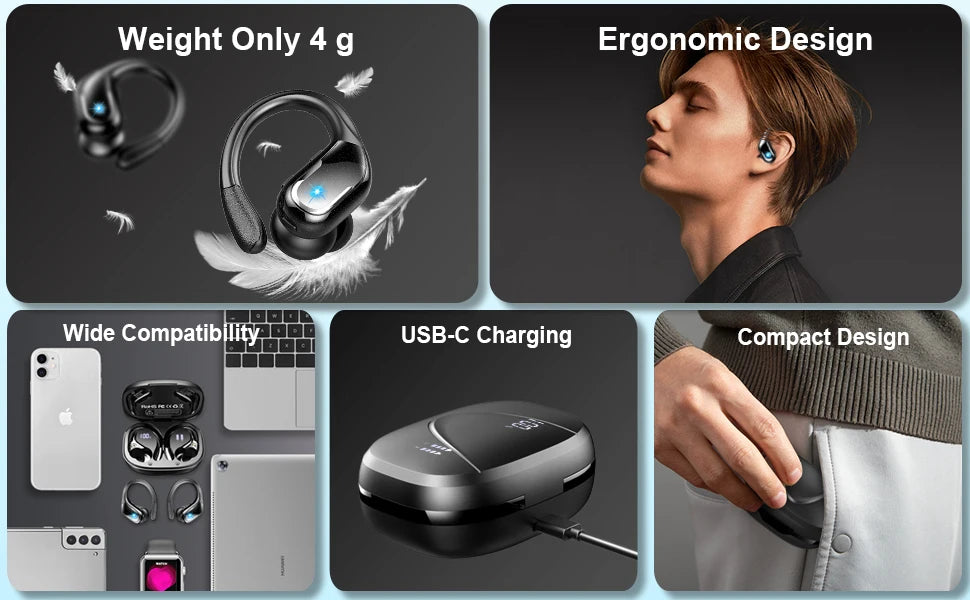 75Hrs Bluetooth 5.3 Earphones IP7 Waterproof Wireless Headphones