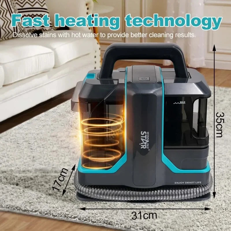 Hot Sale Wet and Dry Vacuum Handheld Portable Corded Sofa Carpet Cleaner Fabric Double Brush Head Stain Fabric Cleaning Machine