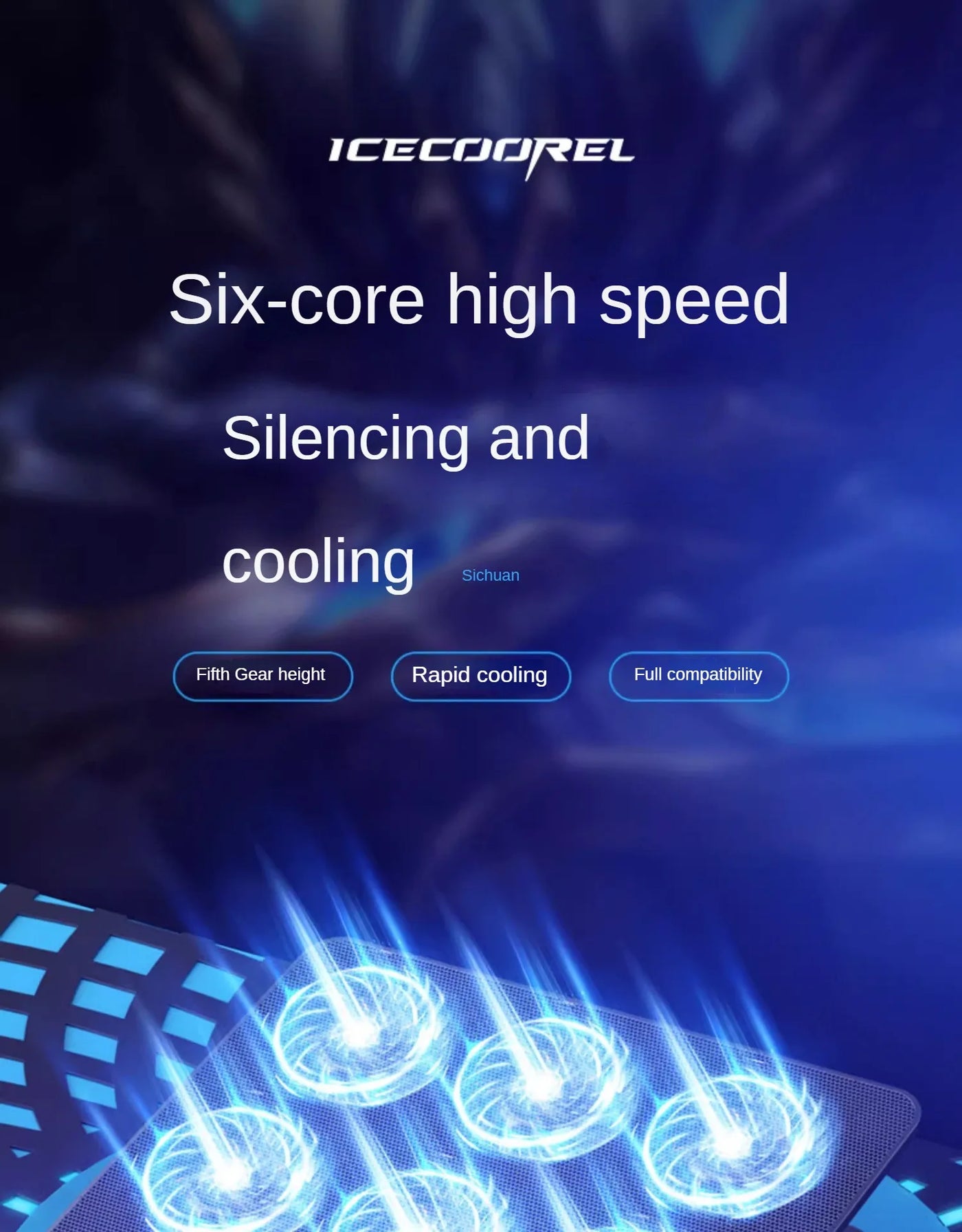 12-17 Inch Laptop Cooling Pad - 6 Quiet Fans Portable Air Cooler for Notebook Gaming with Stable Stand USB