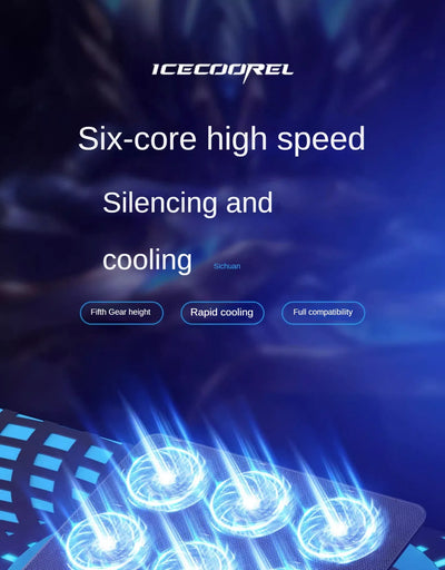 12-17 Inch Laptop Cooling Pad - 6 Quiet Fans Portable Air Cooler for Notebook Gaming with Stable Stand USB