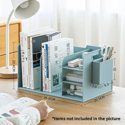 Office Desk Bookelf Desktop Organizer File Book Storage Box Rectangular Plastic Simptic Desktop Storage Box for Office