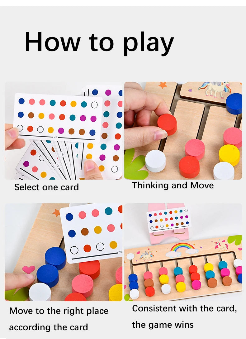 Montessori Learning Toys Mobile Color and Shape Puzzle,Matching Brain Teasers Logic Game Early Educational Wooden Toys for Kids