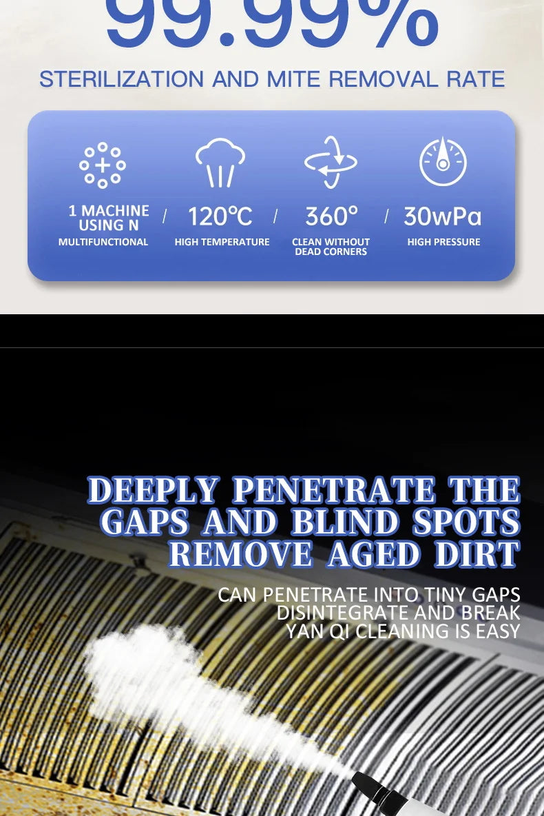 Steam Cleaner High Temperature Household Sterilization for Air Conditioner,Sofa,Kitchen Hood Car Handheld Steam Cleaner EU Plug