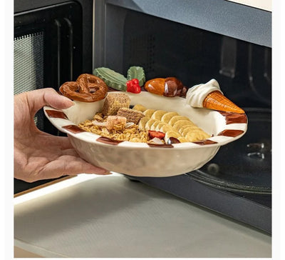 Portable Lightweight Home Essential  Girls Birthday Gift Dessert Fruit Plate Ceramic Breakfast Dish Sweet Style Salad Oatmeal