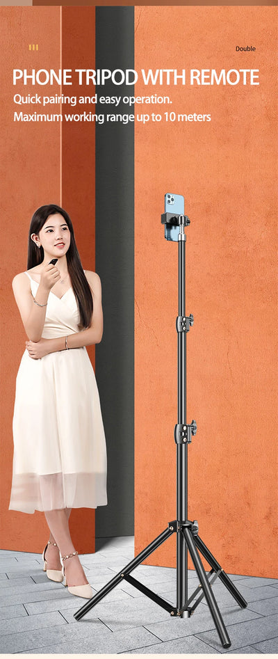 Portable Retractable Tripod Phone Stand With Adjustable Wireless Selfie Stick Foldable Phone Stand For IPhone, Xiaomi, Huawei