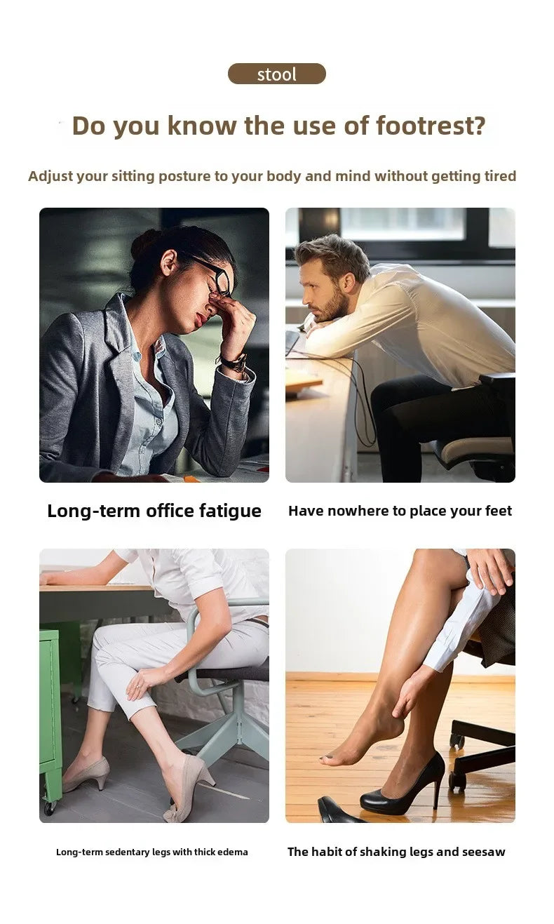 Ergonomic Office Foot Rest Stool Under Desk Adjustable Height Comfortable