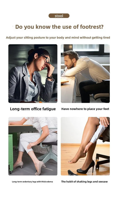 Ergonomic Office Foot Rest Stool Under Desk Adjustable Height Comfortable
