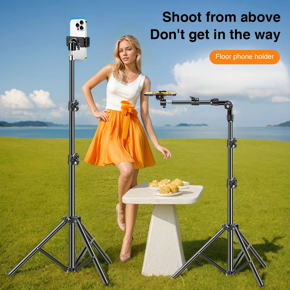 Phone Tripod Adjustable Horizontal Overhead Tripod Horizontal Stand for Video Recording