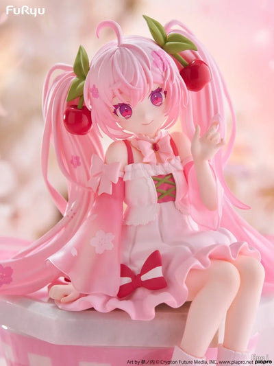 2025 New Sakura Miku Anime Toy Cute Hatsune Miku Pretty Girl Sitting Style Figurine Model Collection Toy Gifts