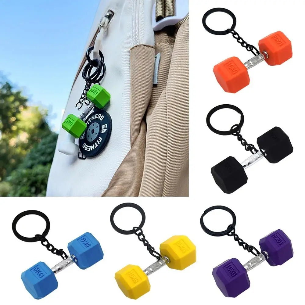 Gym Gifts DIY Barbell Keychain Gym Lovers PVC Charms Bags Keychain Kettlebell Dumbbell Pendant Keychain Jewelry Accessories