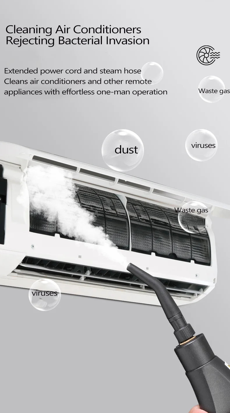 Steam cleaner, 3-level adjustable handle, 15-year heating element, 1.2-liter tank, portable steam cleaner for cleaning with 12 a