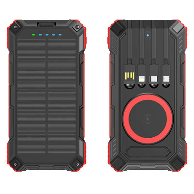 Portable Solar Power Bank Pd22.5W Fast Charging 20000Mah Large Capacity, Wireless Fast Charging and Comes with 4 USB Cable Mobile Power Supply, with Strong Light Led Light, Solar Power Bank Fast Rechargeable Battery