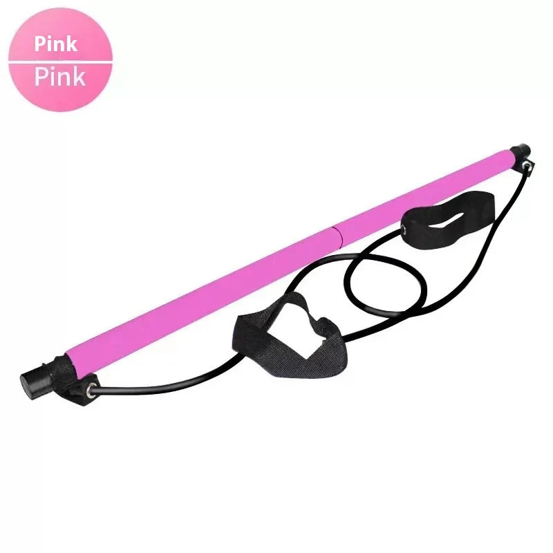 Adjustable Pilates Stick - Portable Fitness Bar with Resistance Bands