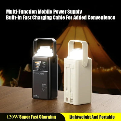 Portable Outdoor Emergency Power Banks Smartphone Backup Power 160000mAh Built-in Cable Powerbank Camping Light Portable Charger