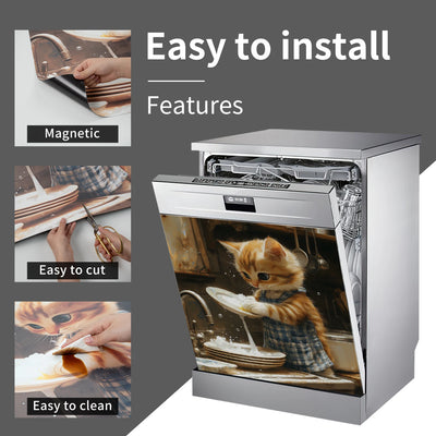 Easy-Clean Magnetic Dishwasher Door Cover - No Glue Needed, Perfect for Kitchen Decor & Stainless Steel Panels, 23.03x25.59 inch