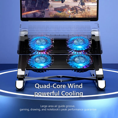 Laptop Cooling Pad with 2/4 Fans Foldable Laptop Cooling Fan RGB Silent Portable Laptop Holder 7 Height for 11-17.3 Inch Laptops