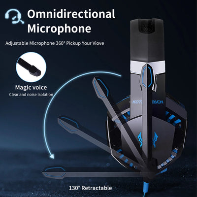 Gaming Headphones Wired Headset with Microphone 3.5mm Surrond Sound Stereo Deep Bass for PS4 PS5 PC Laptop XBOX Gamer Glowing