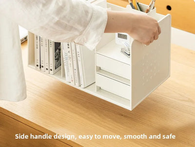 Office Desk Bookelf Desktop Organizer File Book Storage Box Rectangular Plastic Simptic Desktop Storage Box for Office