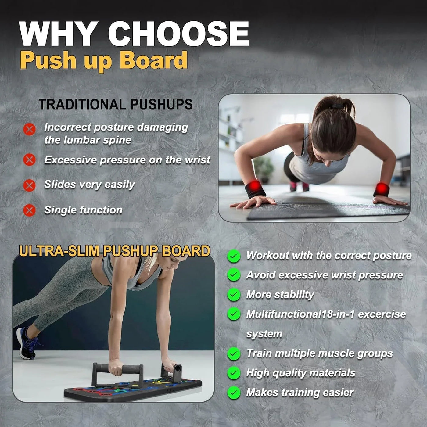Push Up Board - Color-Coded Fitness System for Perfect Form