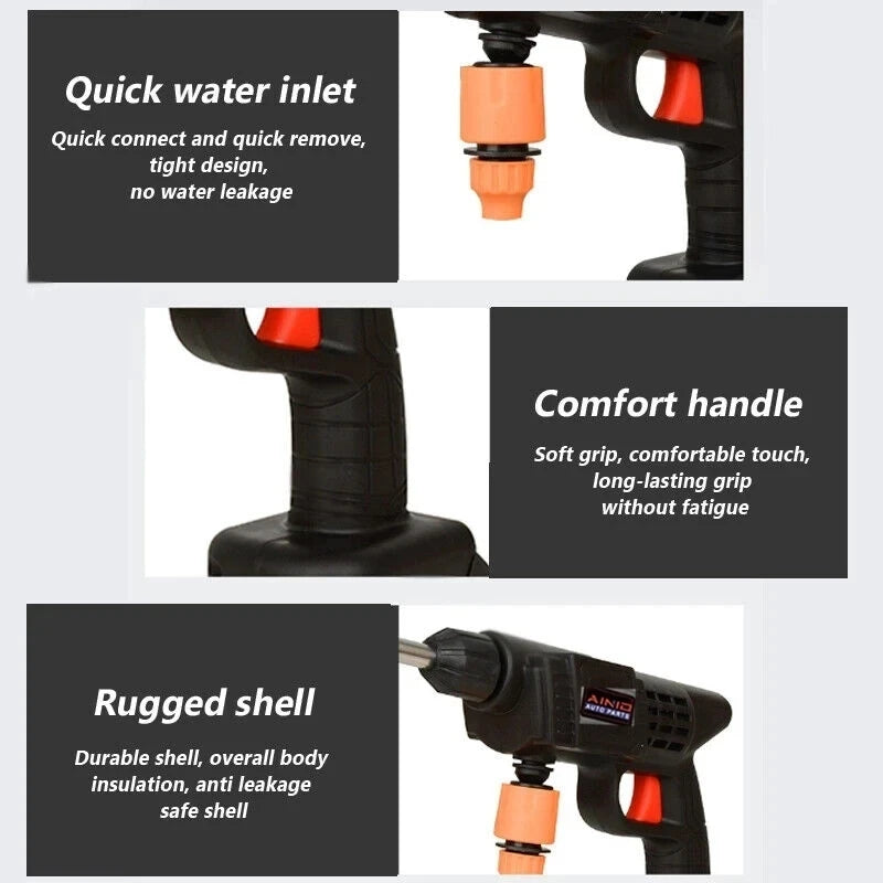 60BAR Wireless High Pressure Car Wash Water Gun Car Washer Self Priming Sustain 300W For Auto Home Garden Cleaning Car Washing