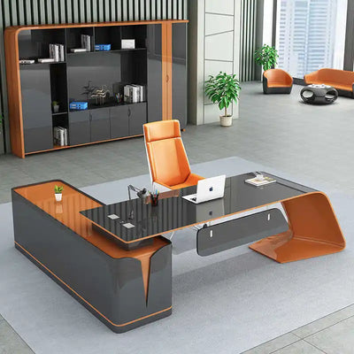 Modern Technology Boss Desk Lacquer Panel Piano Office Furniture Modular President Desk for Business  Luxury Office Furniture  b