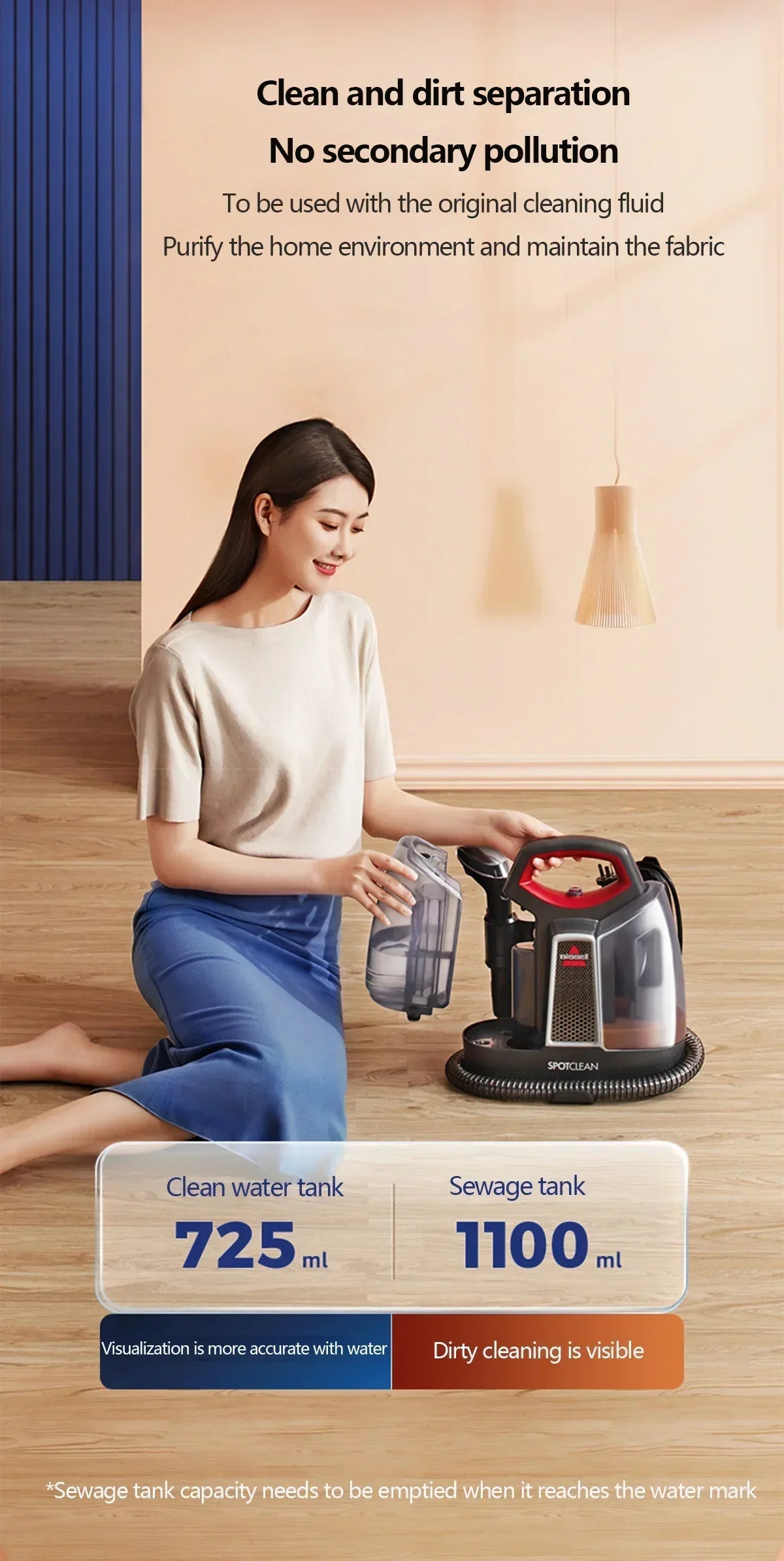 BISSELL SpotClean Handheld Steam Cleaner Sofa Carpet Curtain Car Vacuum Cleaner Spray Suction Integrated Machine Clean Machine