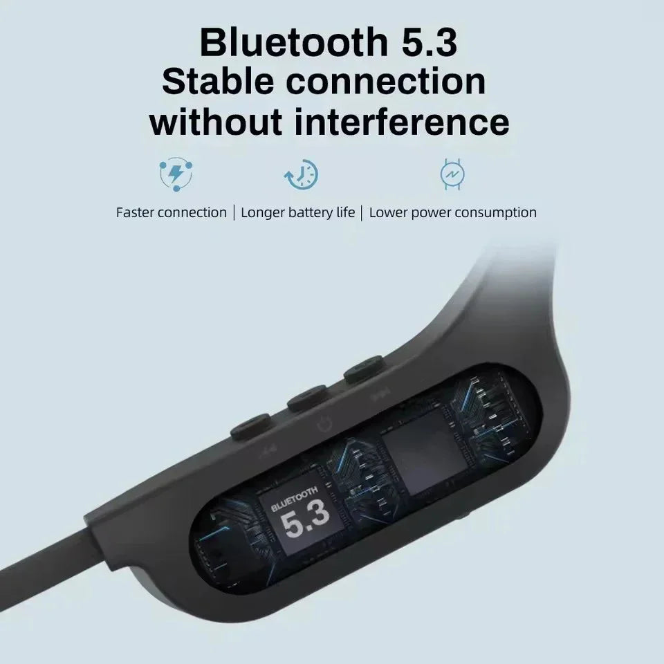 Bone Conduction Headphones, Open-Ear Wireless Bluetooth Workout Headphones with Microphones, Earphones for Sports, Running, Gym