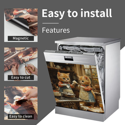 Easy-Clean Magnetic Dishwasher Door Cover - No Glue Needed, Perfect for Kitchen Decor & Stainless Steel Panels, 23.03x25.59 inch