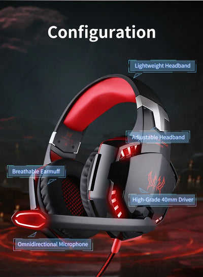 Gaming Headphones Wired Headset with Microphone 3.5mm Surrond Sound Stereo Deep Bass for PS4 PS5 PC Laptop XBOX Gamer Glowing
