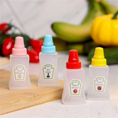 4pcs Mini Condiment Bottles Portable Seasoning Storage Containers