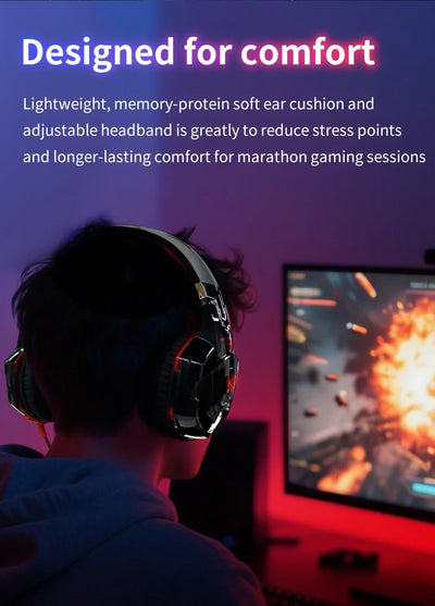 Gaming Headphones Wired Headset with Microphone 3.5mm Surrond Sound Stereo Deep Bass for PS4 PS5 PC Laptop XBOX Gamer Glowing
