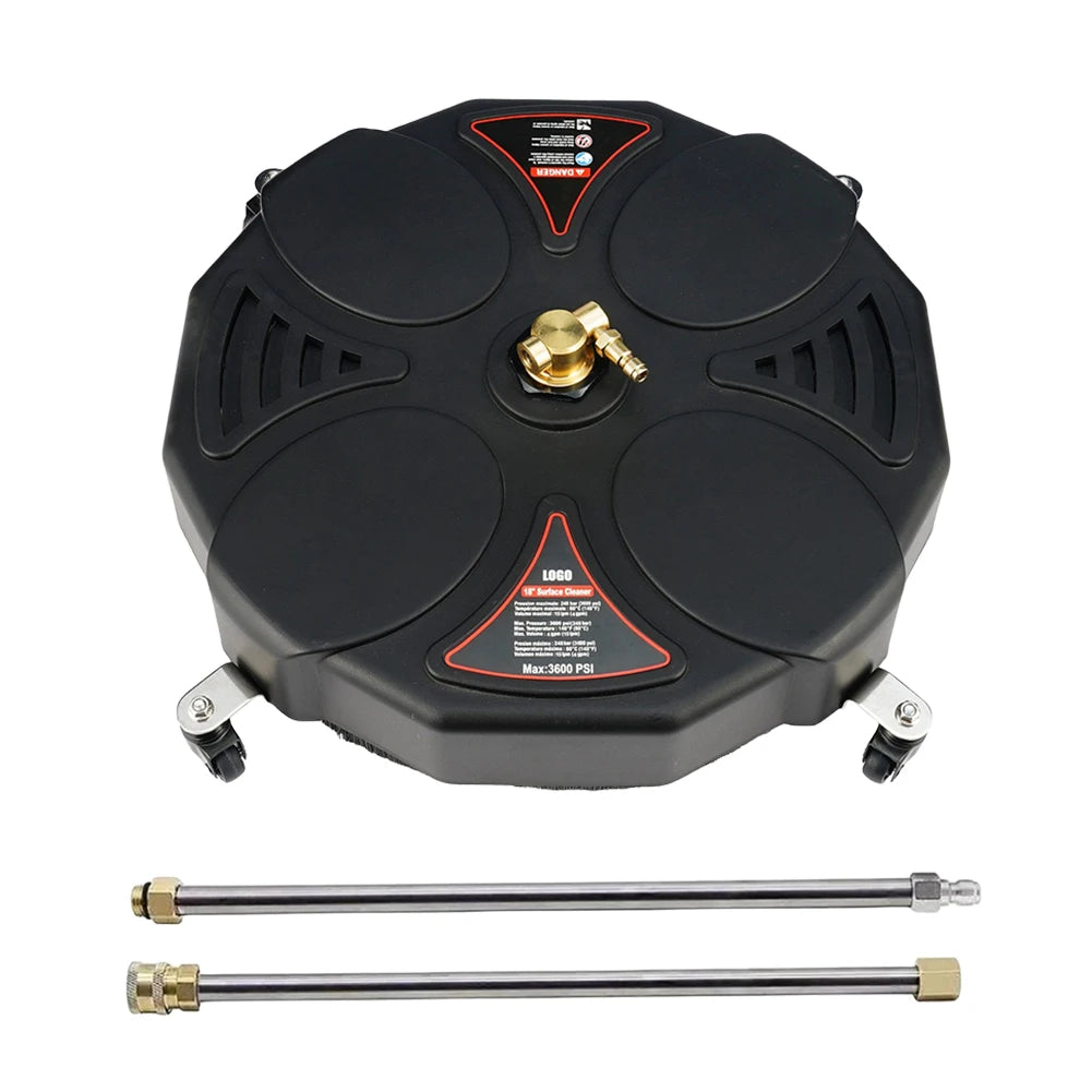 Pressure Washer 1/4 Quick Connector Surface Cleaner Attachment 2500PSI Stainless Steel with Extension Wand Replacement Nozzles
