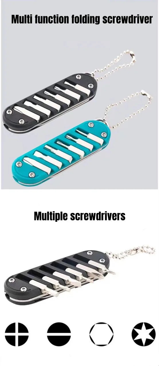 Multifunctional Outdoor Portable Folding Knife Key Knife Screw Combination Tool Portable Pocket Keychain Knife Stainless Steel
