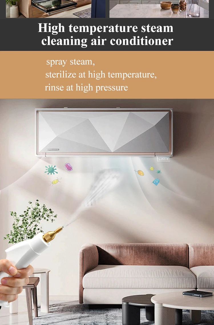Home Steam Cleaner 2500W Protable High Pressure Steam Cleaning Machine for Air Conditioning Hood Kitchen Car Steaming Cleaner