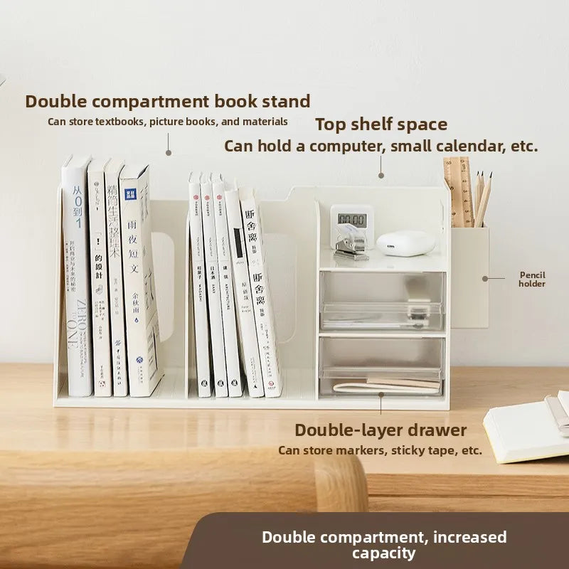 Office Desk Bookelf Desktop Organizer File Book Storage Box Rectangular Plastic Simptic Desktop Storage Box for Office