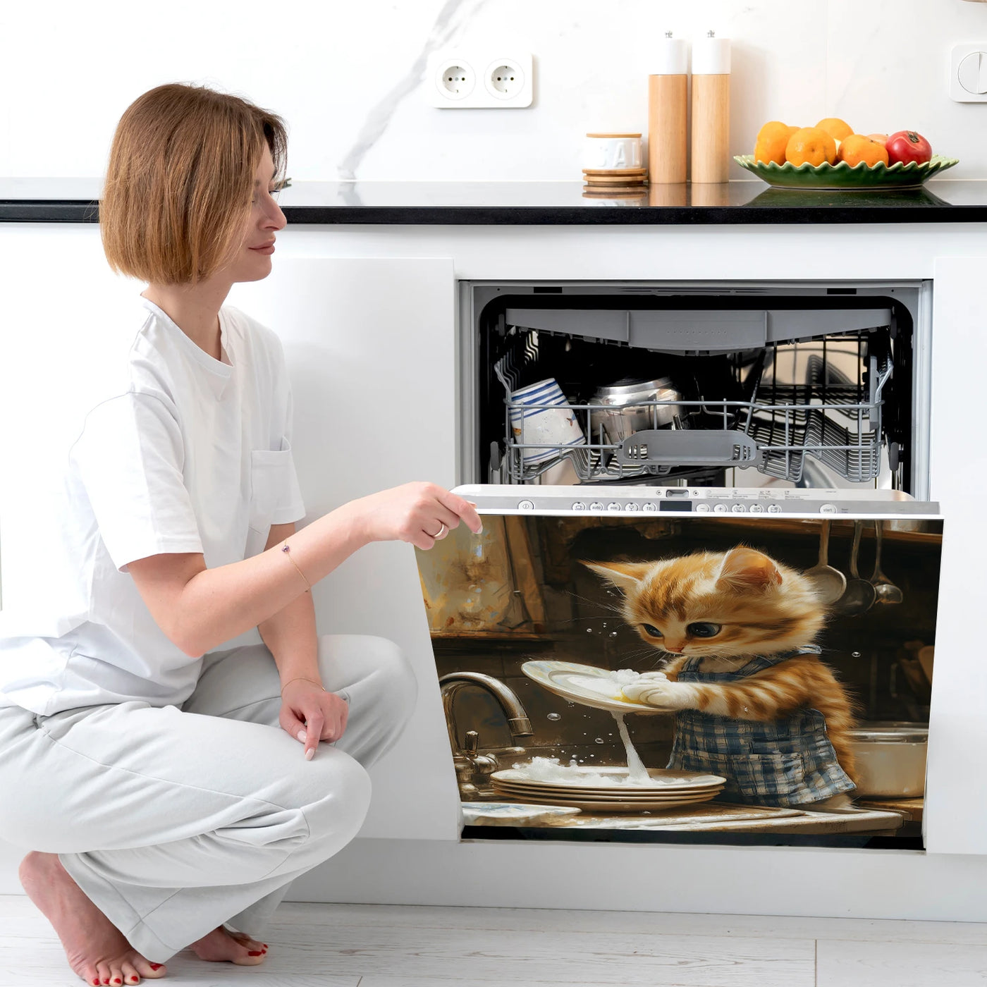 Easy-Clean Magnetic Dishwasher Door Cover - No Glue Needed, Perfect for Kitchen Decor & Stainless Steel Panels, 23.03x25.59 inch