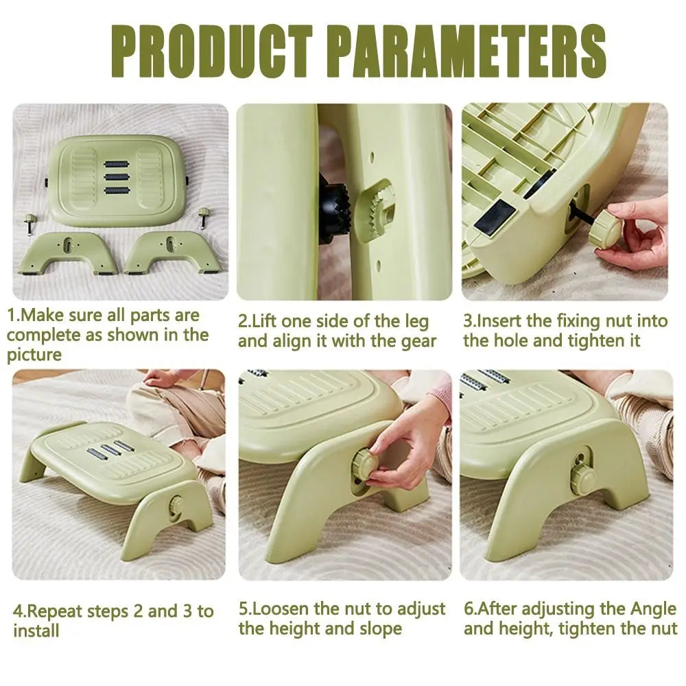Ergonomic Massage Footstool Durable Adjustable Height Under Desk
