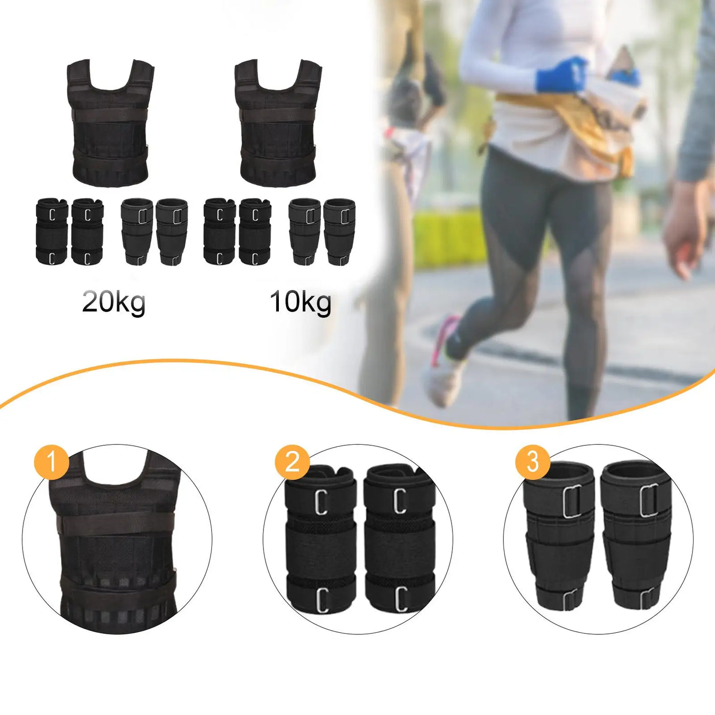 Weight Vest Sports Strength Training Running Breathable Muscle Building Versatile with Leg and Hand Straps Exercise Workout Gear