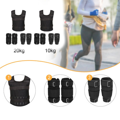 Weight Vest Sports Strength Training Running Breathable Muscle Building Versatile with Leg and Hand Straps Exercise Workout Gear