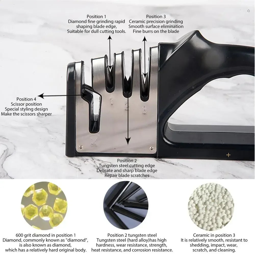 Kitchen 4 Segment Knife Sharpener Multifunctional Knife