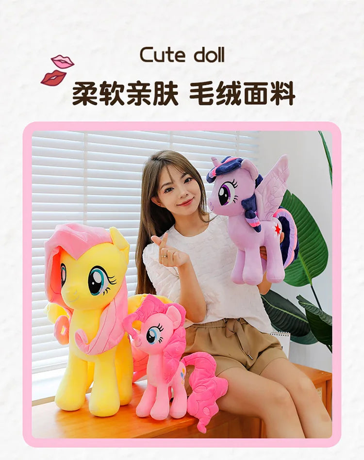 New My Little Pony Plush Doll Anime Twilight Sparkle Fluttershy Pinkie Pie Cartoon Soft Ornament Birthday Kawaii Toy Kid Gift