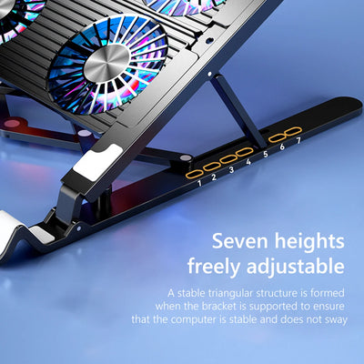 Laptop Cooling Pad with 2/4 Fans Foldable Laptop Cooling Fan RGB Silent Portable Laptop Holder 7 Height for 11-17.3 Inch Laptops