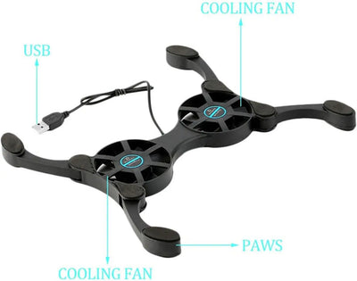 Foldable Cooling Pad Laptop Cooler with Double Fans Laptop Stand USB Powered for 7-15 inch Notebook PC LCD Display Cooler Holder