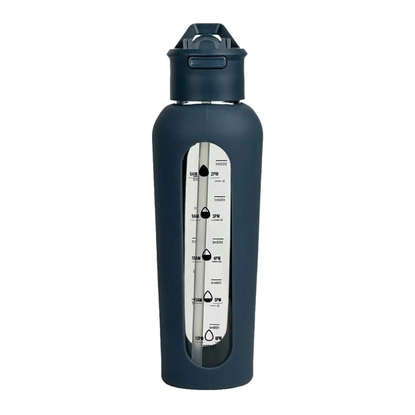 Glass Water Bottle with Silicone Sleeve Sports Bottle for Gym Travel Fitness