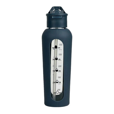 Glass Water Bottle with Silicone Sleeve Sports Bottle for Gym Travel Fitness