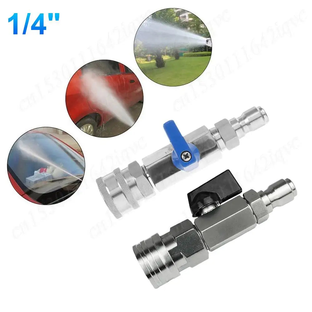 High Pressure Washer Ball Valve Kit with 3/8 Or 1/4 Inch Quick Connect Plug Power Washer Hose Control 4500 PSI Water Flow Switch