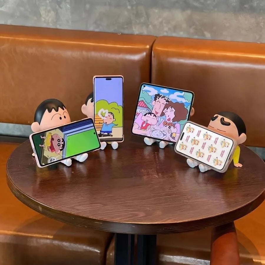 2025 New Crayon Shin chan Anime Lazy Phone Stand Mobile Stand Desktop Ornament Trendy Play Handmade Model Doll